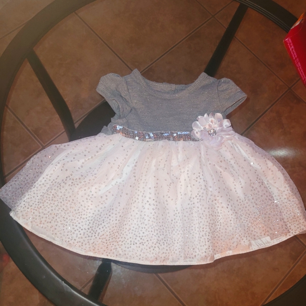 Grey w/ White Tule Dress